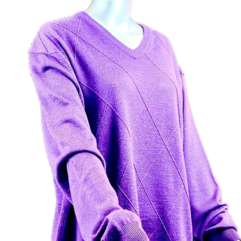Linea Rosso Signature Merino Wool Blend Purple Sweater - XL